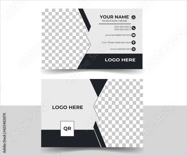 Fototapeta business card corporate official minimal creative abstract professional informative business card design. Modern Creative & Clean business style business card.