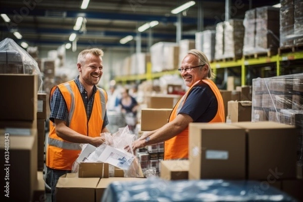 Obraz Mixed and diverse group of people working in a warehouse