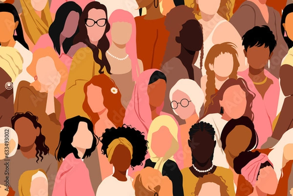 Obraz Young different women seamlessly pattern