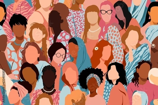 Obraz Young different women seamlessly pattern