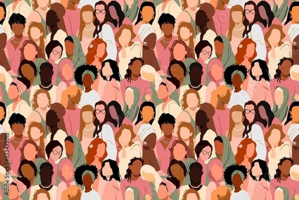 Obraz Young different women seamlessly pattern