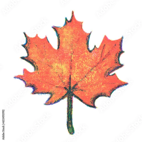 Obraz Red autumn maple leaf risograph illustration
