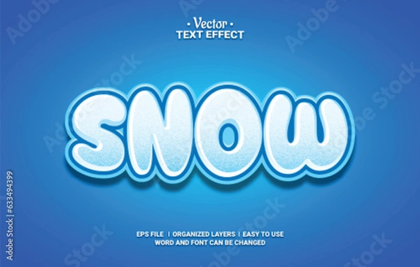 Fototapeta Snow Editable Vector Text Effect.