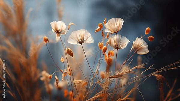 Fototapeta Macro capture of dried flowers, revealing nature's intricate artistry, generative AI