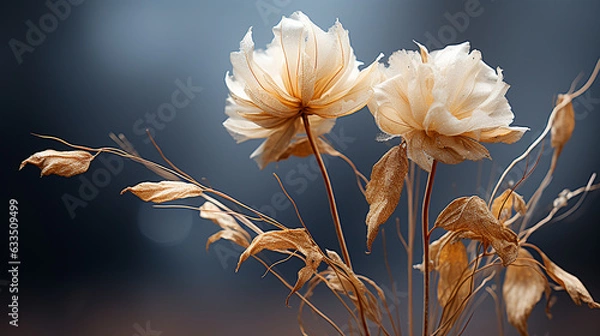 Fototapeta  Up close with dried flowers, showcasing the elegance in nature's details, generative AI