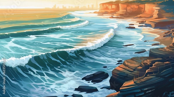 Fototapeta beach at sunset