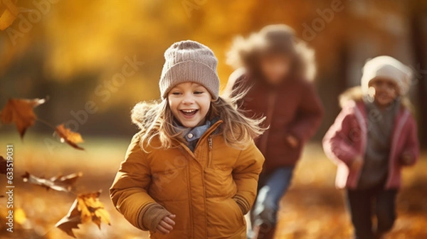 Fototapeta Happy children go to school