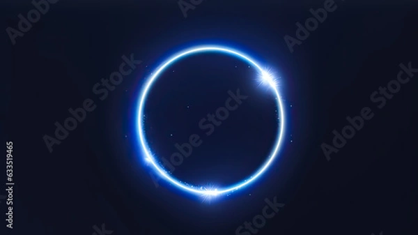 Fototapeta Neon Circle with super glow and ornament around generated by AI