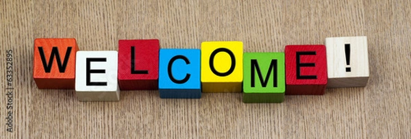 Obraz Welcome, sign for business, PR, and social occasions. Panoramic.