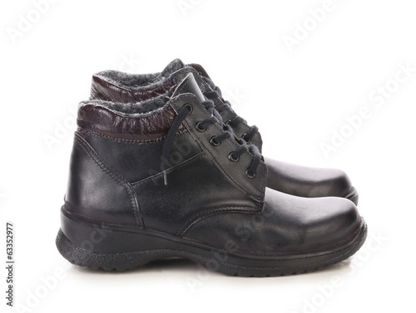 Obraz Close up of winter man's boots.