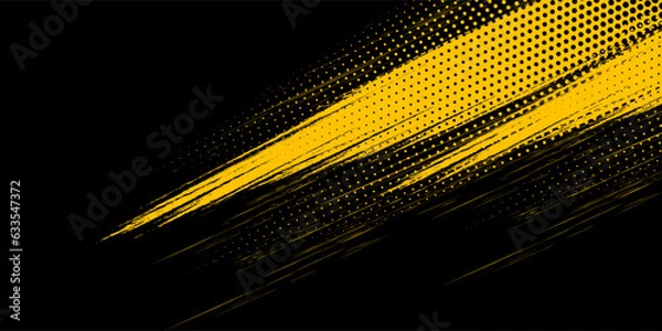 Fototapeta Dots halftone yellow and dark blue color pattern gradient grunge texture background. Dots pop art sport style vector illustration