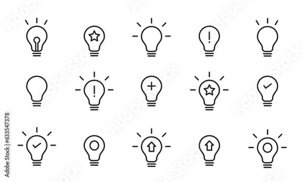 Obraz 電球のアイコンセット/閃き/アイデア/省エネ/電気/イラスト/ベクター