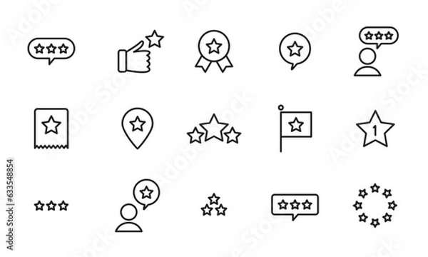 Obraz 星評価のアイコンセット/レビュー/批評/好評/星/イラスト/ベクター