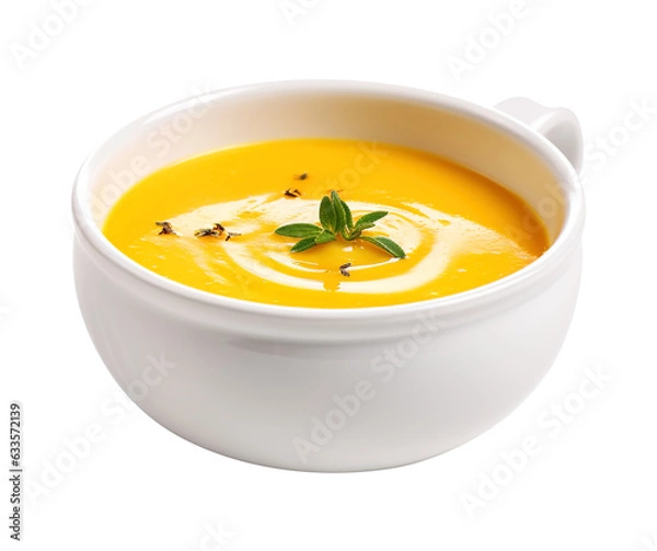 Fototapeta pumpkin creamy soup on transparent or white background, png
