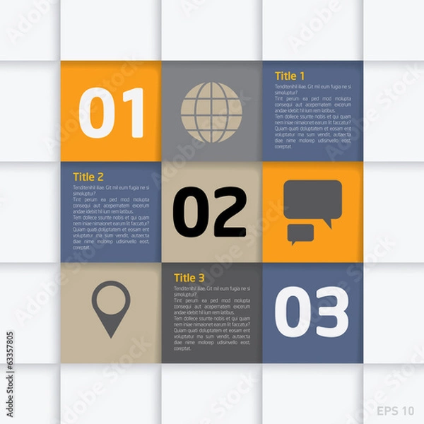 Fototapeta Color infographic squares with modern icons.