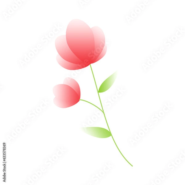 Obraz simple flat pretty flower element with gradation color isolated on white background vector illustration