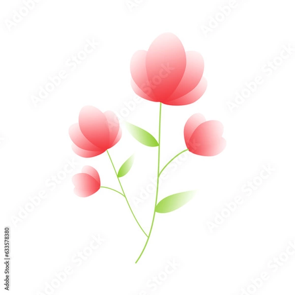 Obraz simple flat pretty flower element with gradation color isolated on white background vector illustration