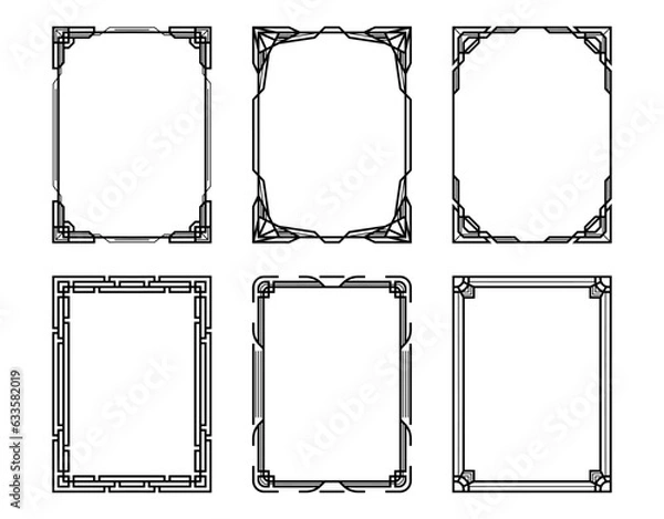 Fototapeta Art Deco gold frame vintage frame line geometric luxury frames wedding banner label card geometric background vector illustration