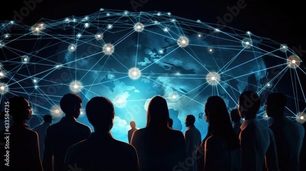 Fototapeta the internet and technology conecting people and buisnesses all over the planet