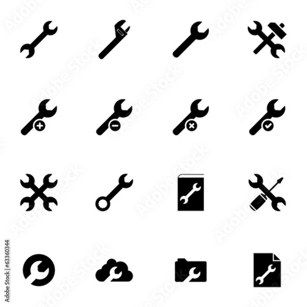 Obraz Vector black  settings wrench   icons set