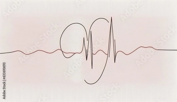 Fototapeta single line drawing with heart decor