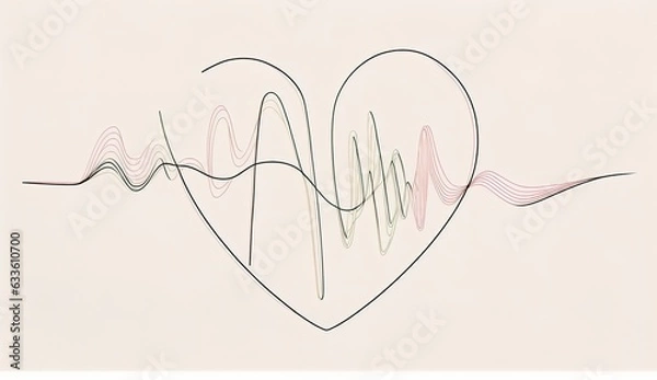 Fototapeta single line drawing with heart decor
