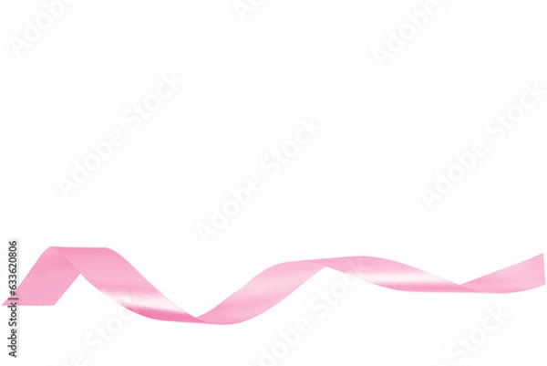 Fototapeta light pink ribbon isolated on transparent and white background, PNG image.