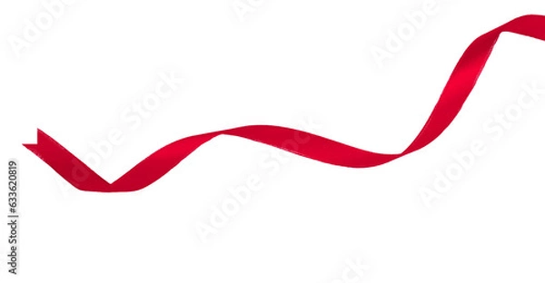 Obraz red ribbon isolated on transparent and white background, PNG image.