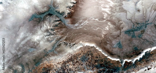 Fototapeta after the Big Bang,  abstract photography of the deserts of Africa from the air. aerial view of desert landscapes, Genre: Abstract Naturalism, from the abstract to the figurative,