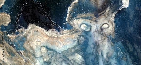 Fototapeta L.S.D.. at night, abstract photography of the deserts of Africa from the air. aerial view of desert landscapes,  from the abstract to the figurative,