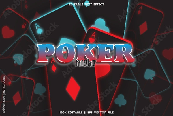 Obraz poker night editable text effect emboss neon style