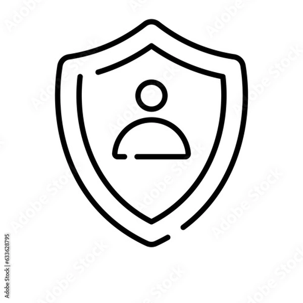 Fototapeta User inside shield, vector of user protection, personal security icon design