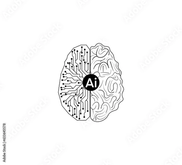 Fototapeta illustration of physics and Technology, Artificial intelligence is intelligence demonstrated by machines, artificial intelligence systems are powered by machine learning, AI's brain