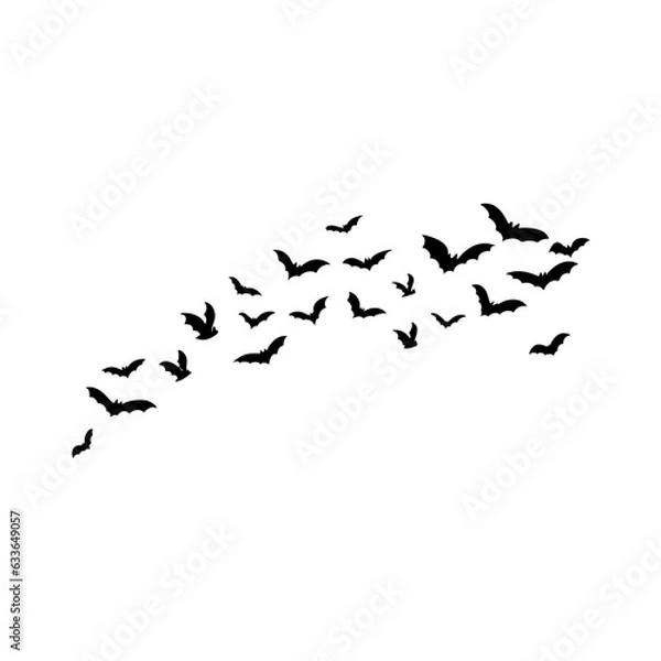 Fototapeta Halloween flying bats. Decoration element from scattered silhouettes. 