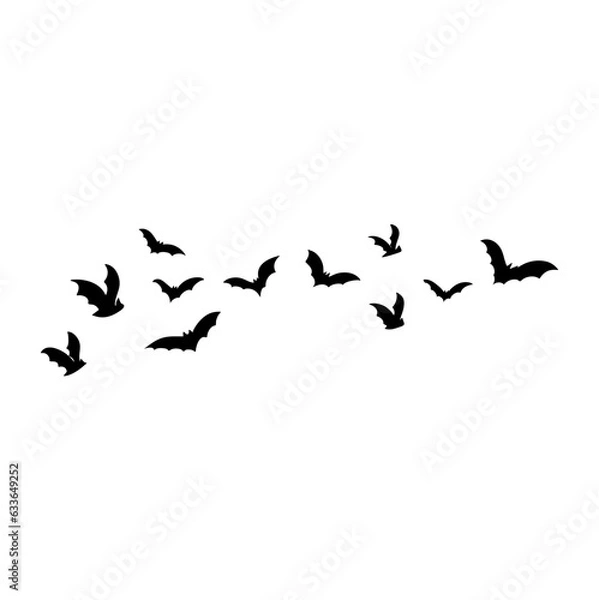 Obraz Halloween flying bats. Decoration element from scattered silhouettes. 
