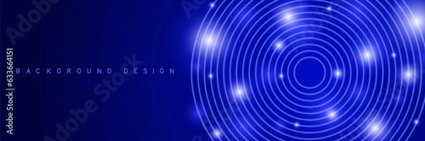 Fototapeta Abstract glowing circle lines on dark blue background. Geometric line art design. Modern glossy blue outline. Futuristic technology concept.