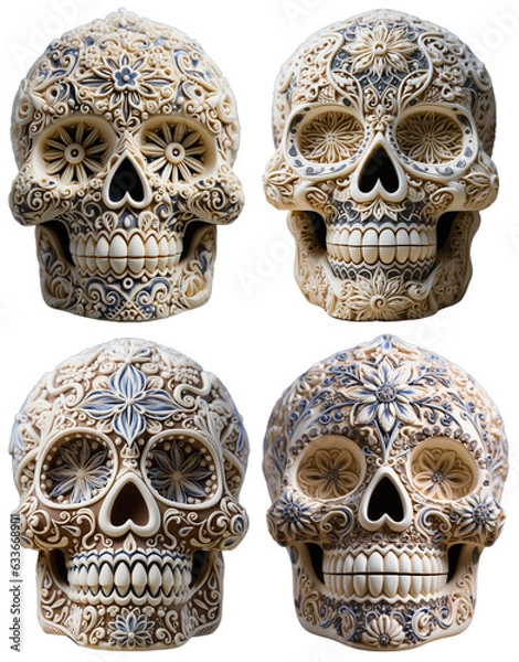 Fototapeta collection of Sugar Skull Dia de los Muertos or day of the dead, 001, generative ai