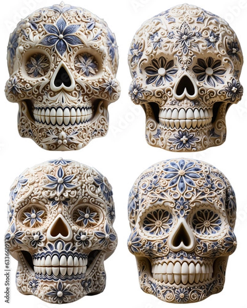 Fototapeta collection of Sugar Skull Dia de los Muertos or day of the dead, 002, generative ai