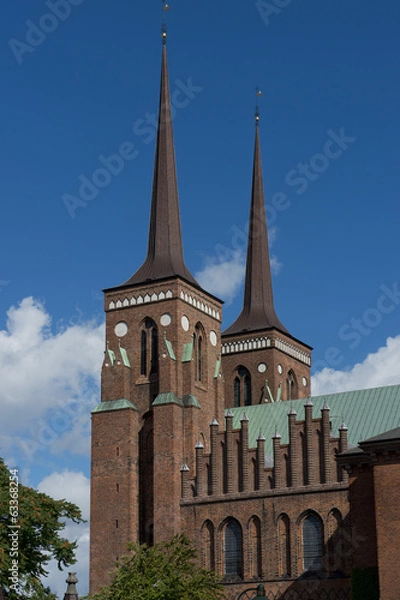 Fototapeta The Tower of the Cathedral of Roskilde