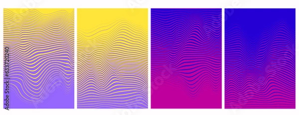 Fototapeta Groovy hippie 70s backgrounds. Waves, twirl pattern. Distorted vector texture in trendy retro psychedelic style. Y2k aesthetic.