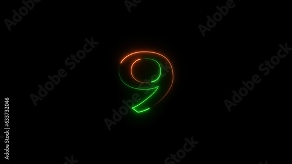 Fototapeta abstract glowing neon count down number illustration background