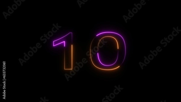 Fototapeta abstract glowing neon count down number illustration background