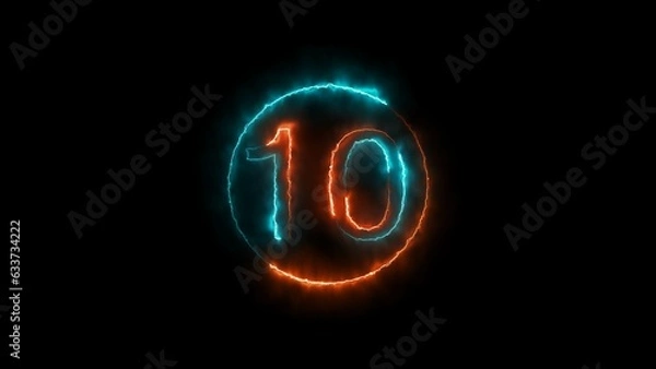 Fototapeta abstract glowing  neon count down number illustration 4k