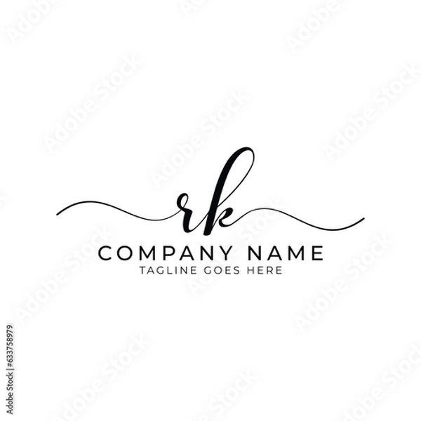 Fototapeta RK or rk letter mark abstract calligraphy vector logo design