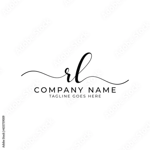 Fototapeta RL or rl letter mark abstract calligraphy vector logo design