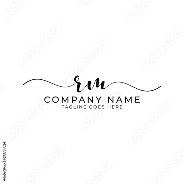 Fototapeta RM or rm letter mark abstract calligraphy vector logo design