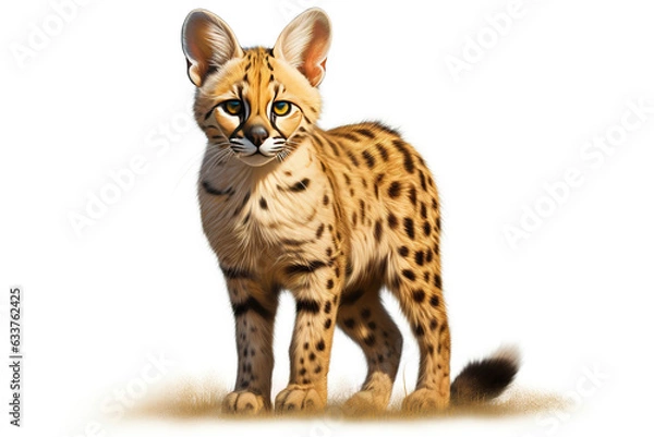 Fototapeta Serval cat isolated on white background