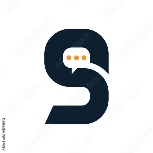 Fototapeta  Abstract 9S letter mark with message icon - 9s logo design