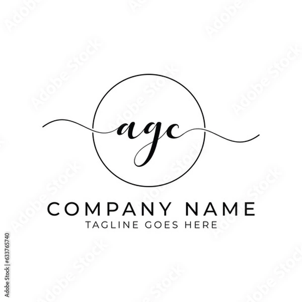 Fototapeta AGC or agc letter mark abstract calligraphy vector logo design
