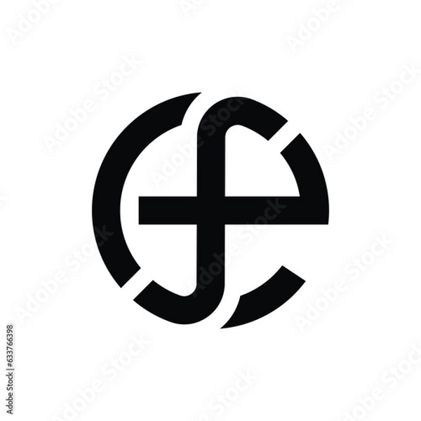 Fototapeta Modern initial letter EF, ef or fe abstract calligraphy design, ef or fe monogram logo, black color on white background